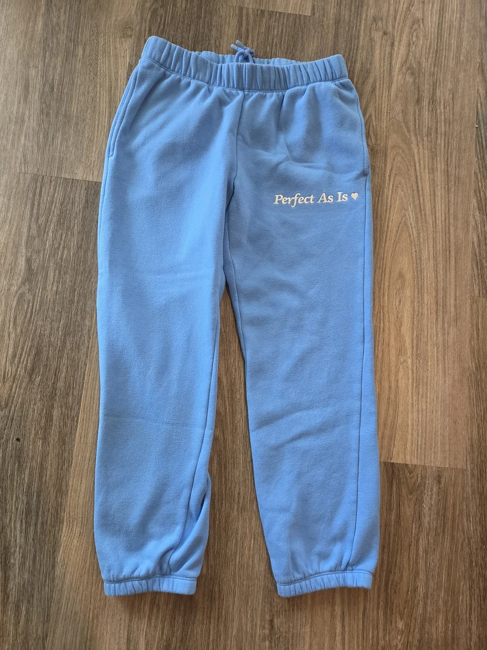 Girls Size 14 Blue “Perfect As Is” Sweatpants & Bear/bow Top 2-Piece Outfit